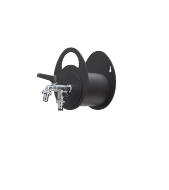 PORTA TUBO A MURO CON DOPPIO RUBINETTO ANTRACITE