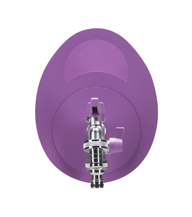 PORTA TUBO A MURO CON DOPPIO RUBINETTO VIOLA