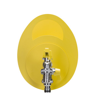 PORTA TUBO A MURO CON DOPPIO RUBINETTO GIALLO