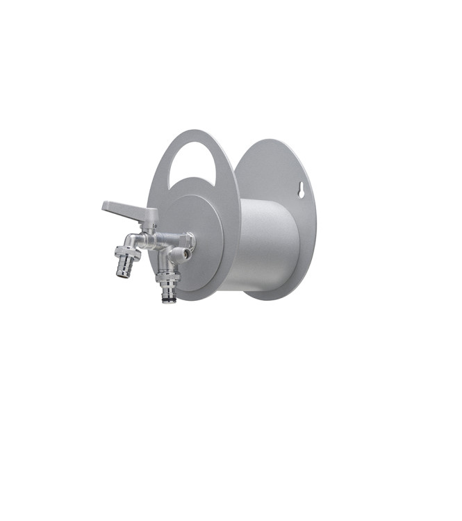 PORTA TUBO A MURO CON DOPPIO RUBINETTO ALLUMINIO