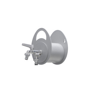 PORTA TUBO A MURO CON DOPPIO RUBINETTO ALLUMINIO