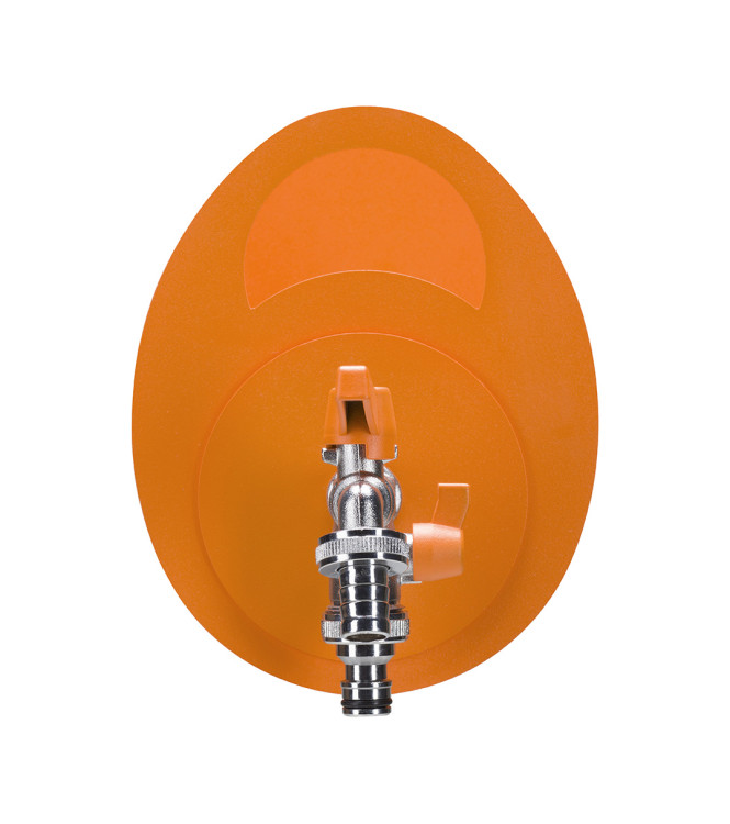 PORTA TUBO A MURO CON DOPPIO RUBINETTO ARANCIONE