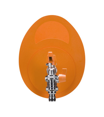 PORTA TUBO A MURO CON DOPPIO RUBINETTO ARANCIONE