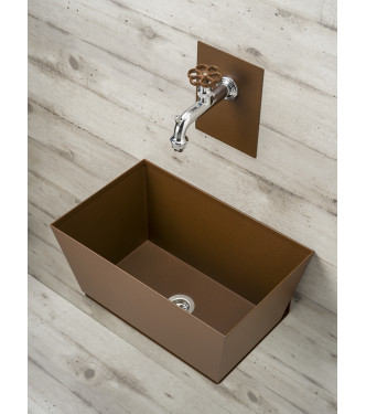 FONTANA A PARETE CON VASCHETTA RUGGINE