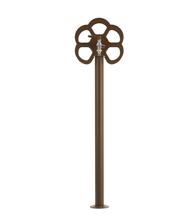 FONTANA CON CON PORTAGOMMA A FIORE RUGGINE