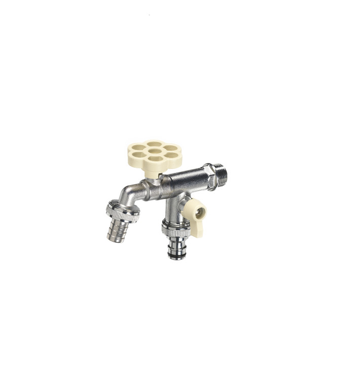 RUBINETTO DOPPIO CON FIORE AVORIO