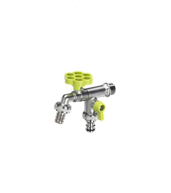 RUBINETTO DOPPIO CON FIORE VERDE ACIDO