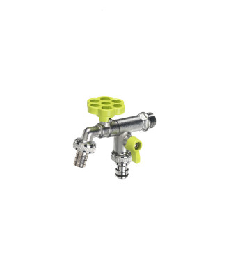 RUBINETTO DOPPIO CON FIORE VERDE ACIDO