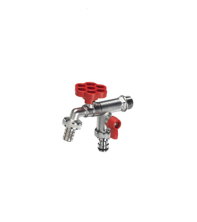 RUBINETTO DOPPIO CON FIORE ROSSO