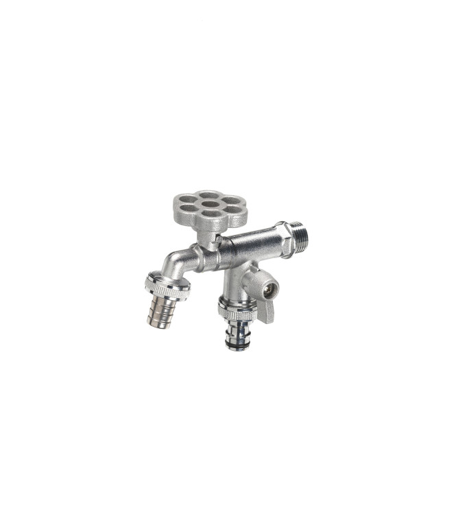 RUBINETTO DOPPIO CON FIORE ALLUMINIO