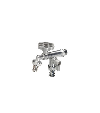 RUBINETTO DOPPIO CON FIORE ALLUMINIO