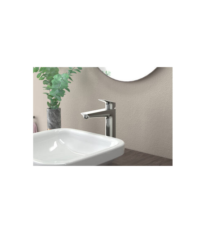 71091 LOGIS WASHBASIN MIXER 190 S/SWITCH MATT BLACK