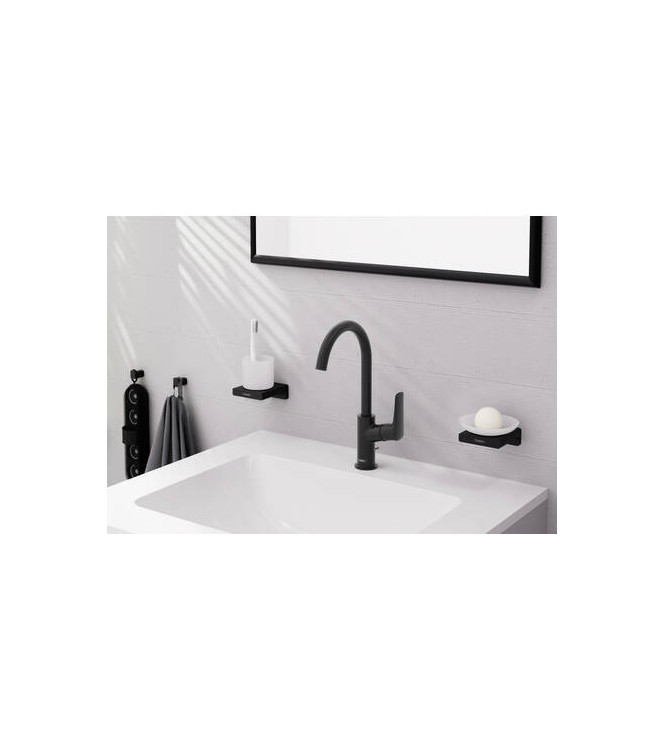 71130 LOGIS MISCELATORE MONOCOMANDO LAVABO 210 + SALTERELLO NERO OPACO
