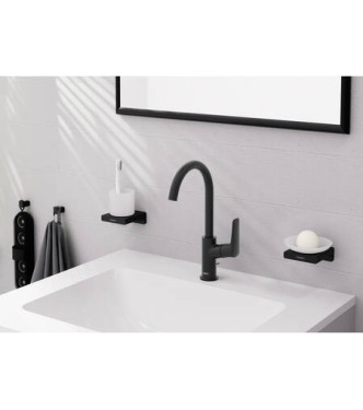71130 LOGIS MISCELATORE MONOCOMANDO LAVABO 210 + SALTERELLO NERO OPACO
