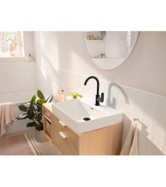 72536 REBRIS S MISCELATORE MONOCOMANDO LAVABO C/BOCCA GIR. NERO OPACO