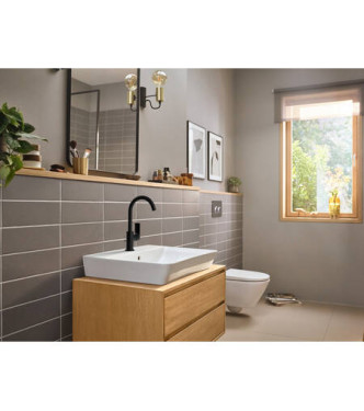 72576 REBRIS E MISCELATORE MONOCOMANDO LAVABO C/BOCCA GIR. NERO OPACO