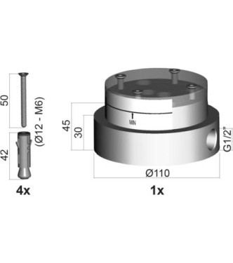 PAFFONI LIG030 LIGHT FLOOR FIXING BASE FOR ARTICLE LIG031-032