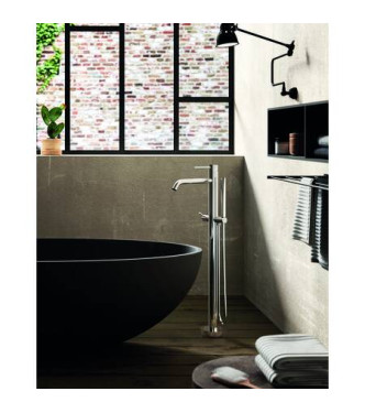 PAFFONI LIG032 LIGHT SINGLE-LEVER FLOOR-STANDING BATH MIXER WITH CHROME DIVERTER