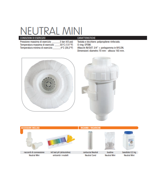 Neutralizzatore di condensa Atlas Filtri RE6170140 per caldaie a condensazione – Attacco 3/4", con ricarica inclusa