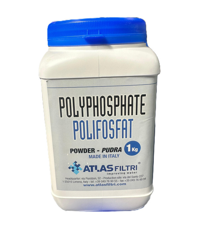 Polvere polifosfato BARATTOLO 1KG Atlas Filtri Poliphos RE8020002 – Ricarica da 1 kg anticalcare per dosatori impianti idrici