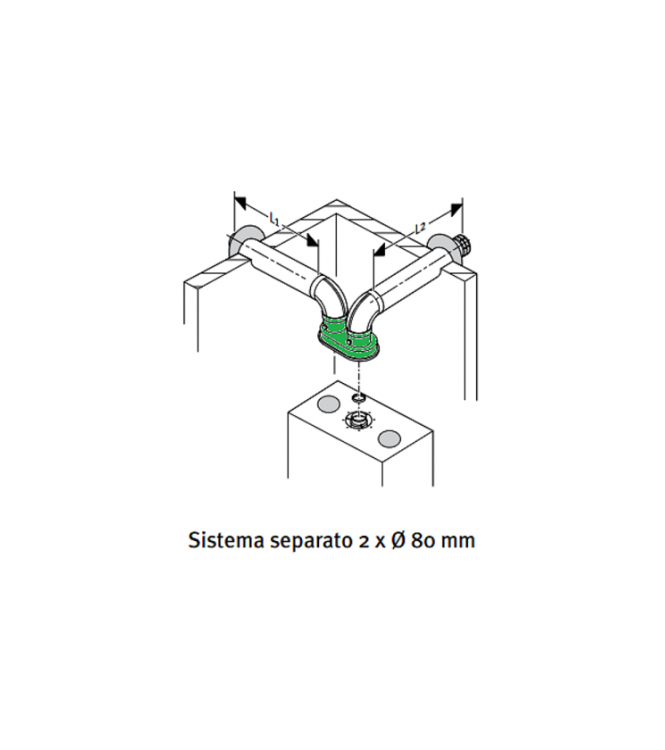 SDOPPIATORE FUMI VAILLANT PER CALDAIA A CONDENSAZIONE Ø  80/80