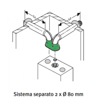 SDOPPIATORE FUMI VAILLANT PER CALDAIA A CONDENSAZIONE Ø  80/80