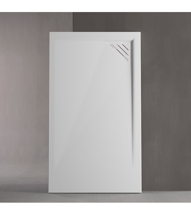 Piatto doccia Duplach STONE MIO liscio 140x80 Bianco con griglia e piletta