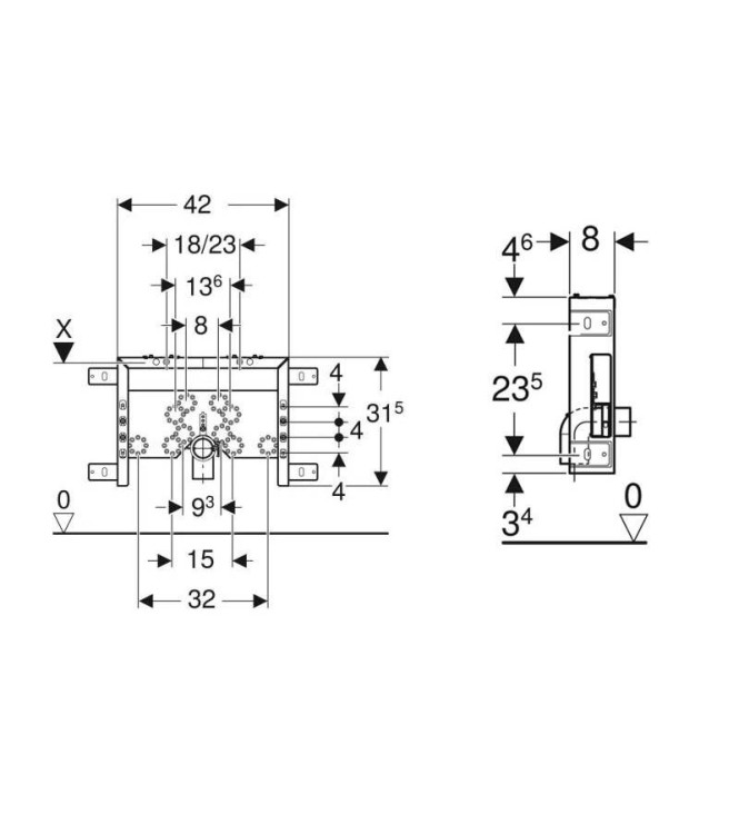Geberit Combifix Italia per bidet sospeso da Incasso COD. 457.608.00.5